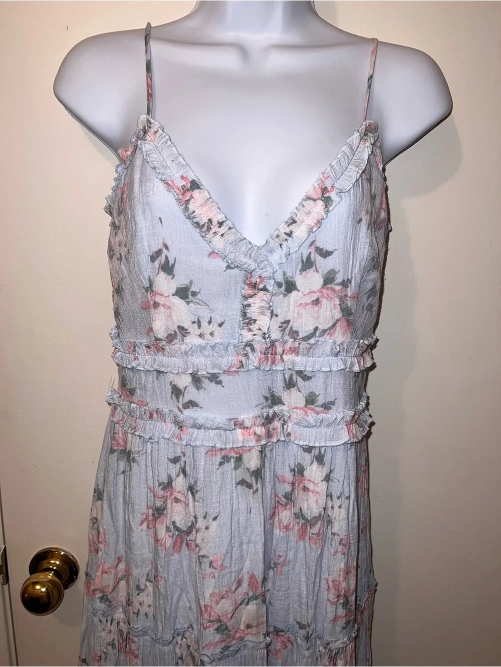 Altar'd State Light Blue Floral Ruffled Maxi Dress - Picture 3 of 7